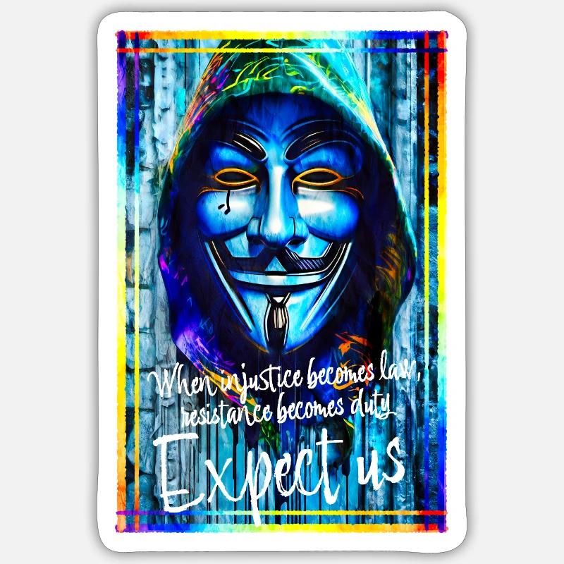 Anonyme Hacker. Erwarten Sie uns. Sticker Größe S (10 x 10 cm)