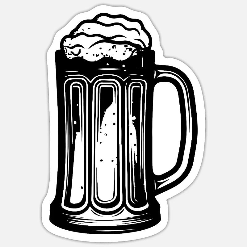 Bier Glas - Sticker Größe S (10 x 10 cm) - Mattweiß