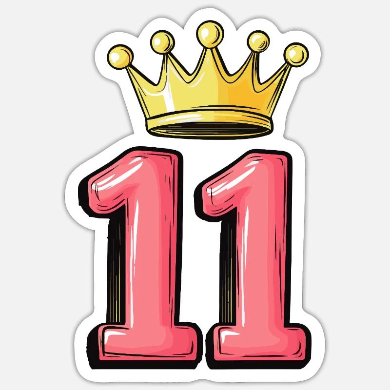 11 Number Crown - Sticker size S (10 x 10 cm) - white matte