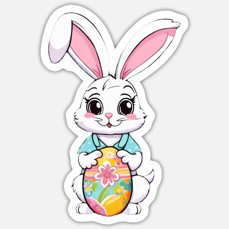 Easter bunny with Easter eggs Sticker size S (10 x 10 cm)