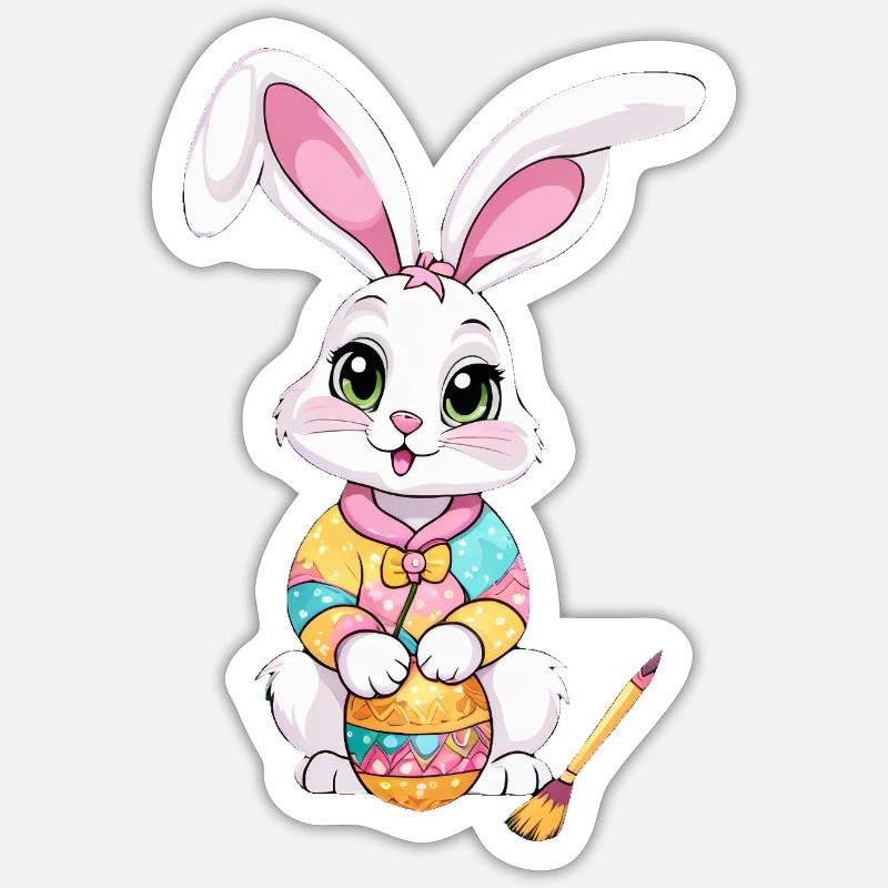 Easter bunny with Easter eggs Sticker size S (10 x 10 cm)