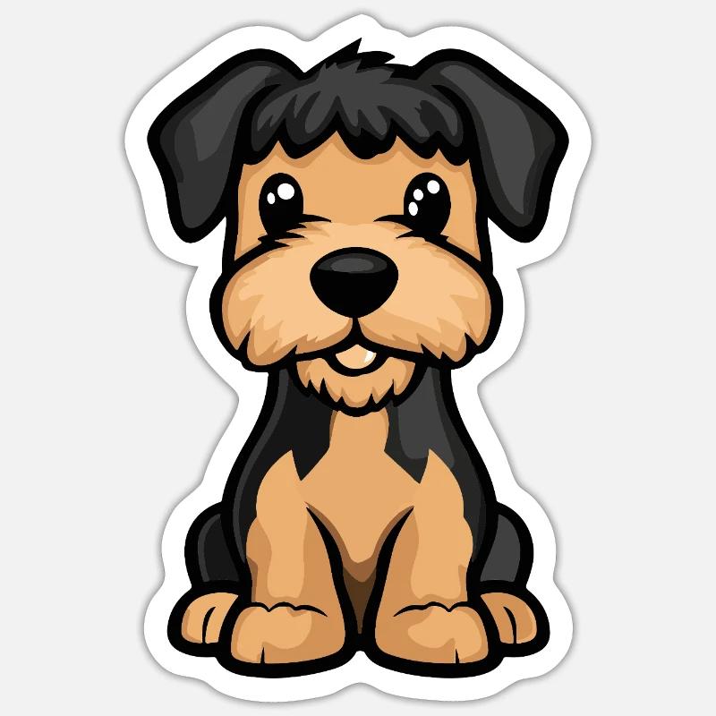 Airedale Terrier Hund Niedlich - Sticker Größe S (10 x 10 cm) - Mattweiß
