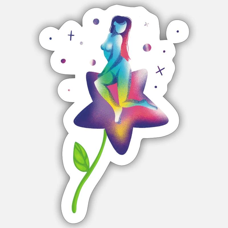Rainbow Star Bloom Sticker size S (10 x 10 cm)