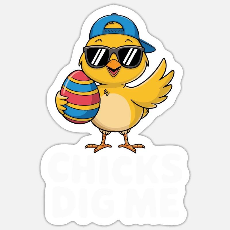 Funny Chicks Dig Me Cool Easter Day Gift Sticker taille S (10 x 10 cm)