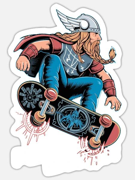 Nordic Skater Wikinger - Sticker Größe S (10 x 10 cm) - Mattweiß