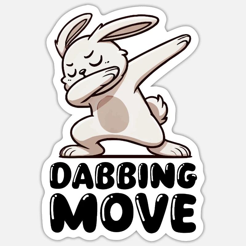 Lapin Lapin Dabbing - Sticker taille S (10 x 10 cm) - blanc mat