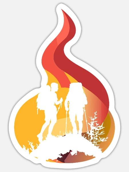 Wanderung Bergsteiger Trekker - Sticker Größe S (10 x 10 cm) - Mattweiß
