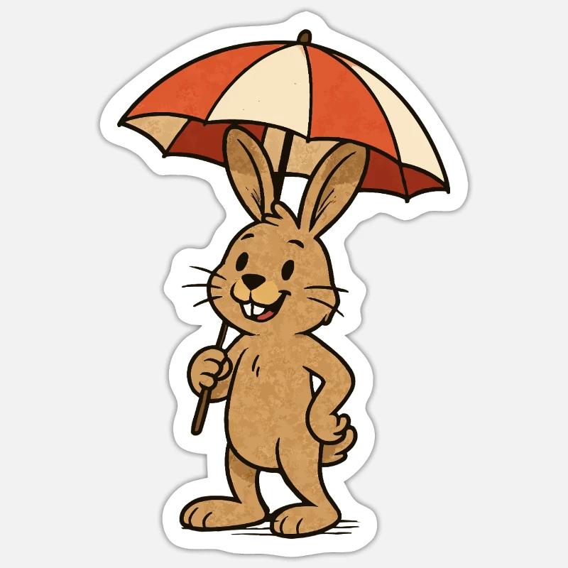 rabbit parasol bunny Sticker size S (10 x 10 cm)