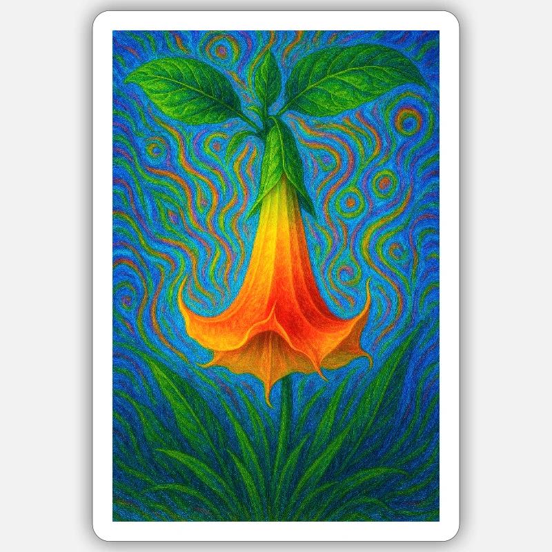 Engelstrompete - Sticker Größe S (10 x 10 cm) - Mattweiß