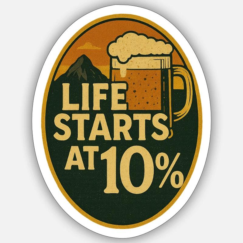 Das Leben beginnt bei 10% - Sticker Größe S (10 x 10 cm) - Mattweiß