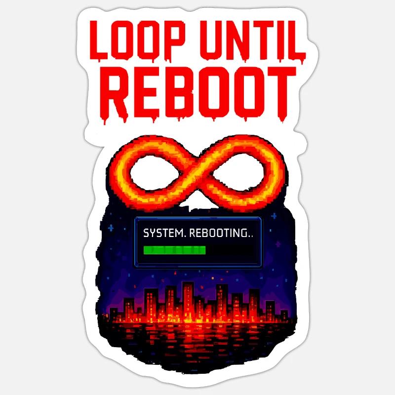 Loop Until Reboot – Pixel Shirt - Sticker Größe S (10 x 10 cm) - Mattweiß