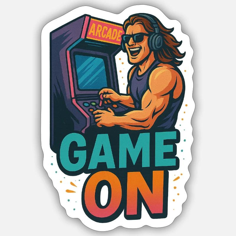 Puissance Arcade - Sticker taille S (10 x 10 cm) - blanc mat