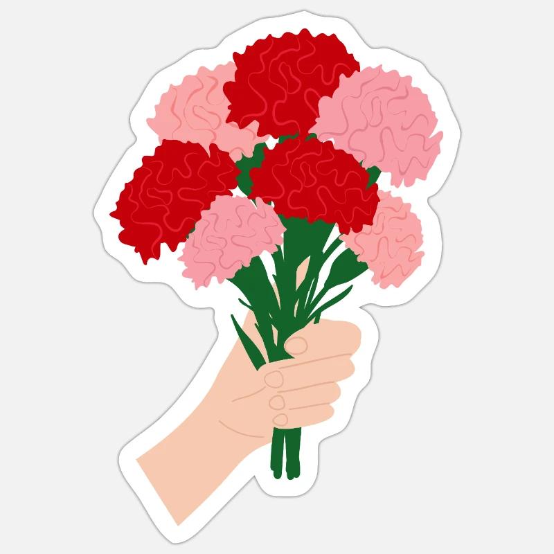 Pour vous- Fleur d’œillet rouge3 - Sticker taille S (10 x 10 cm) - blanc mat