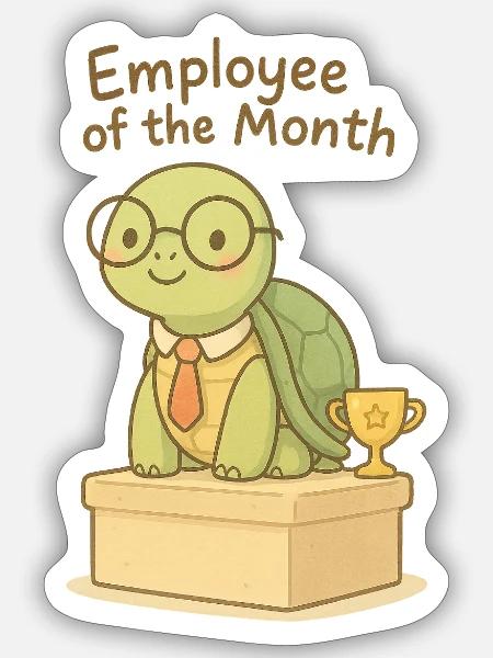 Süßer Mitarbeiter des Monats - Sticker Größe S (10 x 10 cm) - Mattweiß