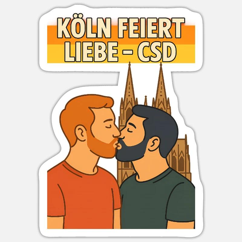 Köln feiert Liebe CSD Maenner - Sticker Größe S (10 x 10 cm) - Mattweiß