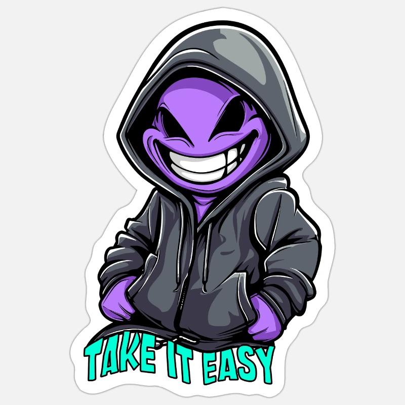 Comic Face - allez-y doucement - Sticker taille S (10 x 10 cm) - blanc mat