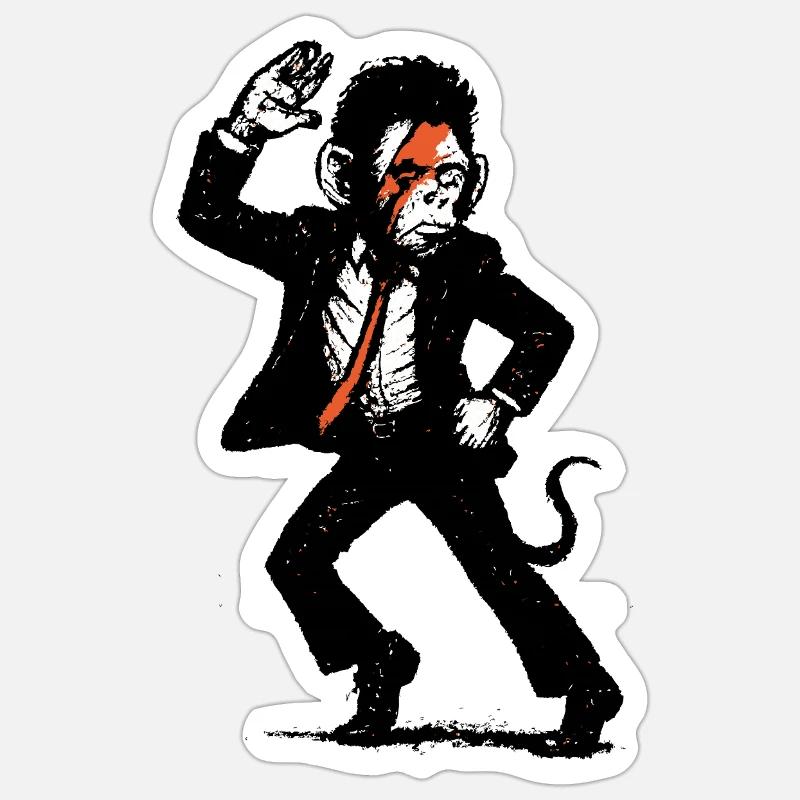 The monkey dance - Sticker size S (10 x 10 cm) - white matte
