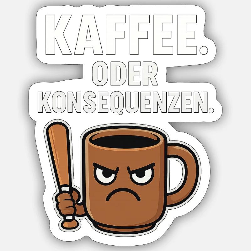 Café ou Conséquences - Sticker taille S (10 x 10 cm) - blanc mat