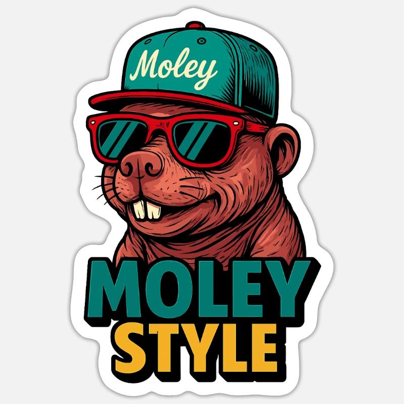 Casquette rétro Monkey Style Moley - Sticker taille S (10 x 10 cm) - blanc mat