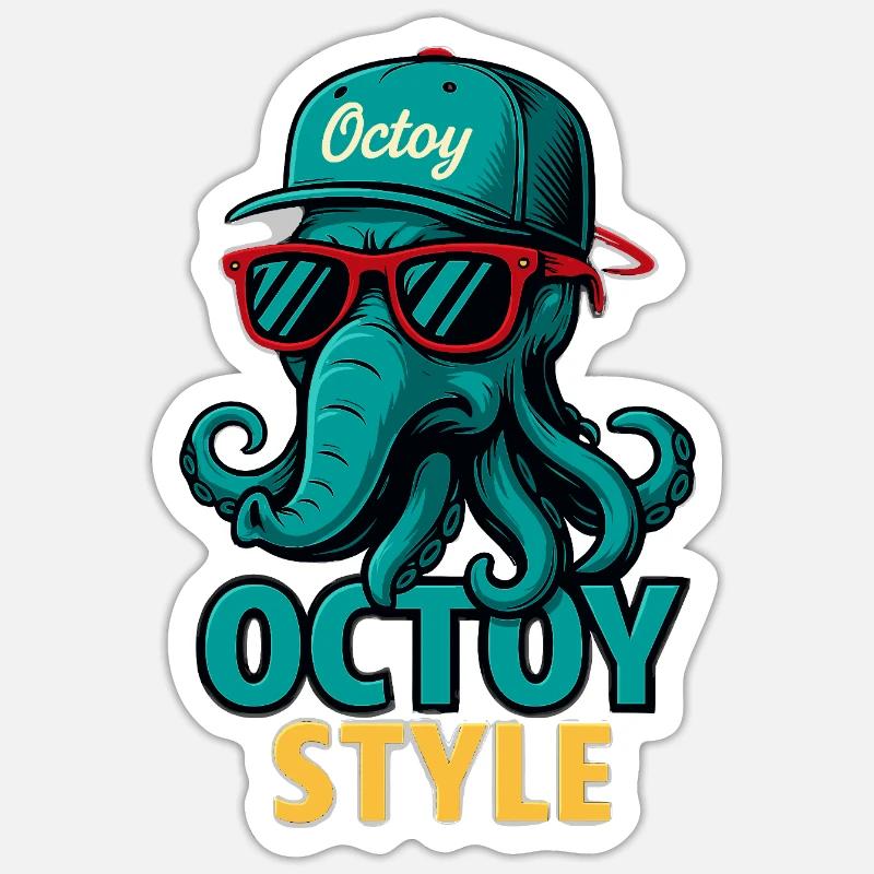 Octoy Style Octopus Retro Cap - Sticker size S (10 x 10 cm) - white matte