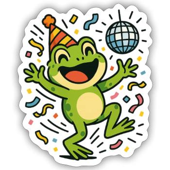 Party-Frosch - Sticker Größe S (10 x 10 cm) - Mattweiß - Vorne