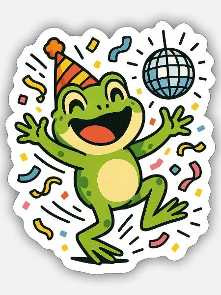 Party Frog - Sticker size S (10 x 10 cm) - white matte