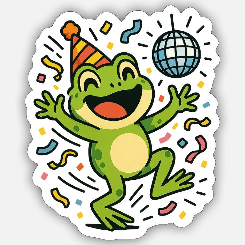 Grenouille de fête - Sticker taille S (10 x 10 cm) - blanc mat