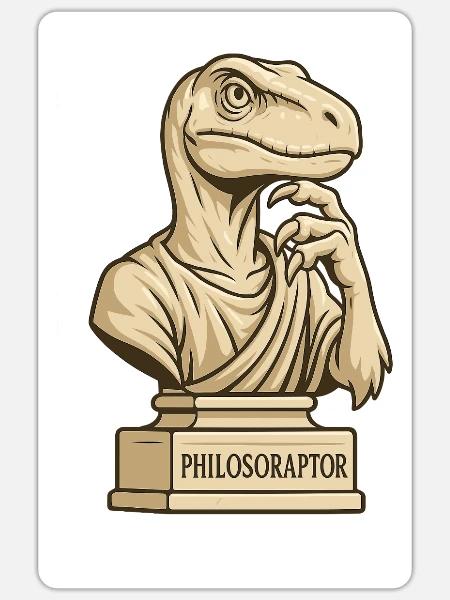 Philosoraptor - Sticker Größe S (10 x 10 cm) - Mattweiß