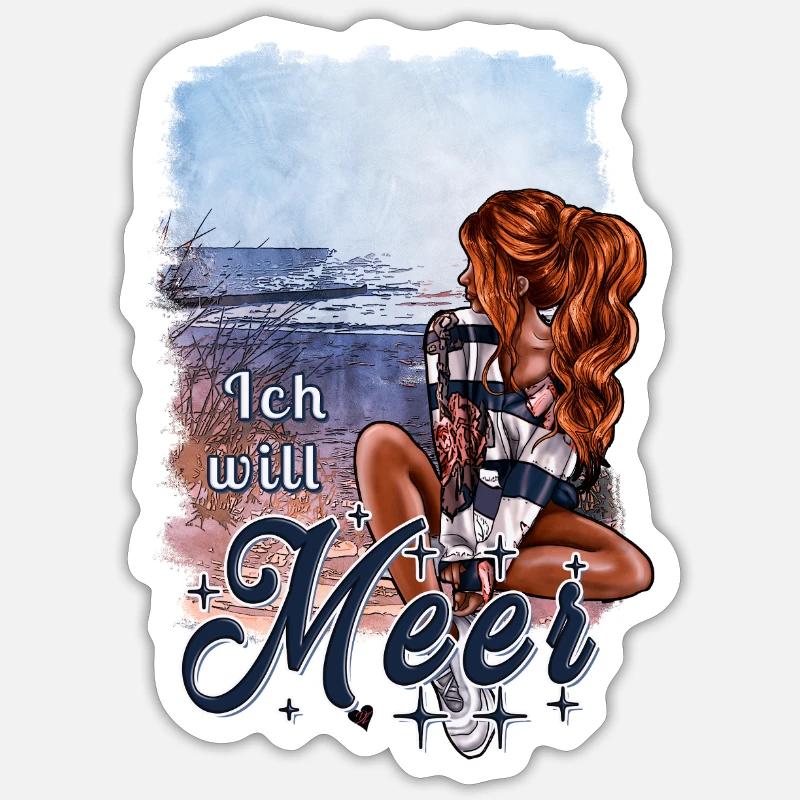 Ich will Meer – maritimes Mädchen Design Sticker Größe S (10 x 10 cm)