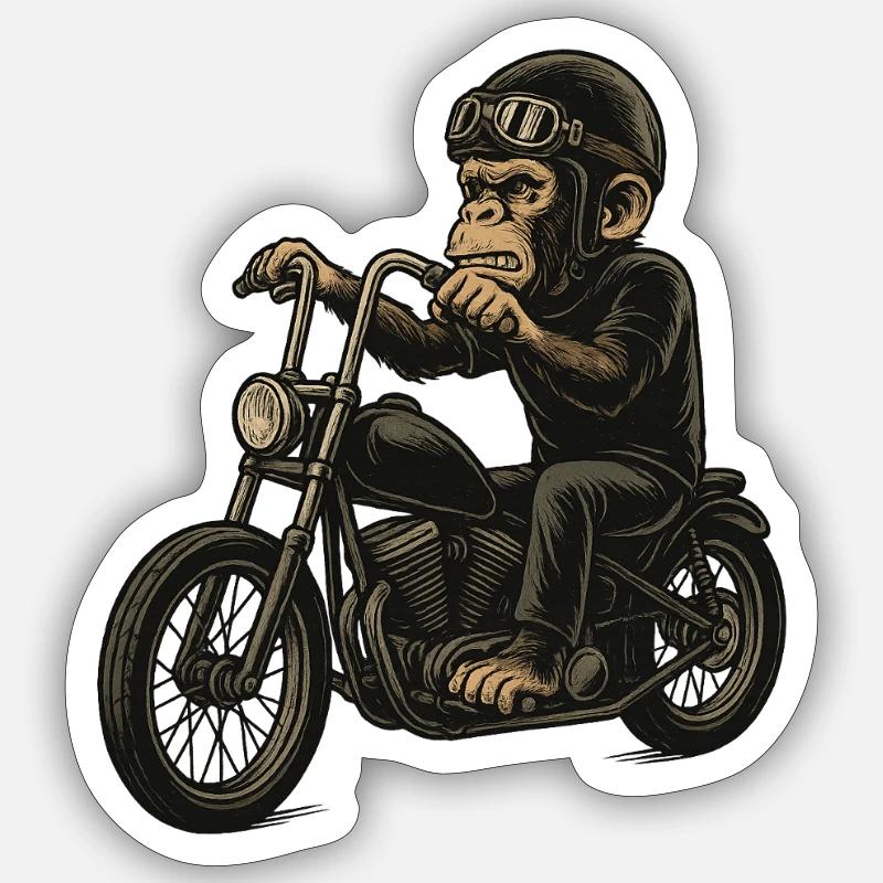 Biker Monkey Sticker size S (10 x 10 cm)