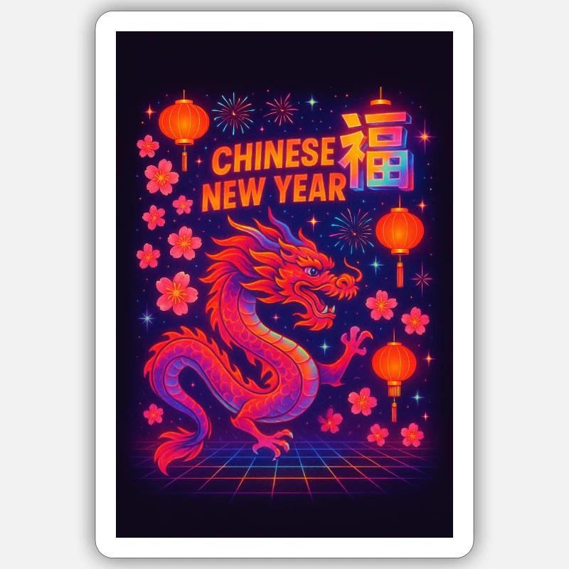 image nouvel an chinois - Sticker taille S (10 x 10 cm) - blanc mat