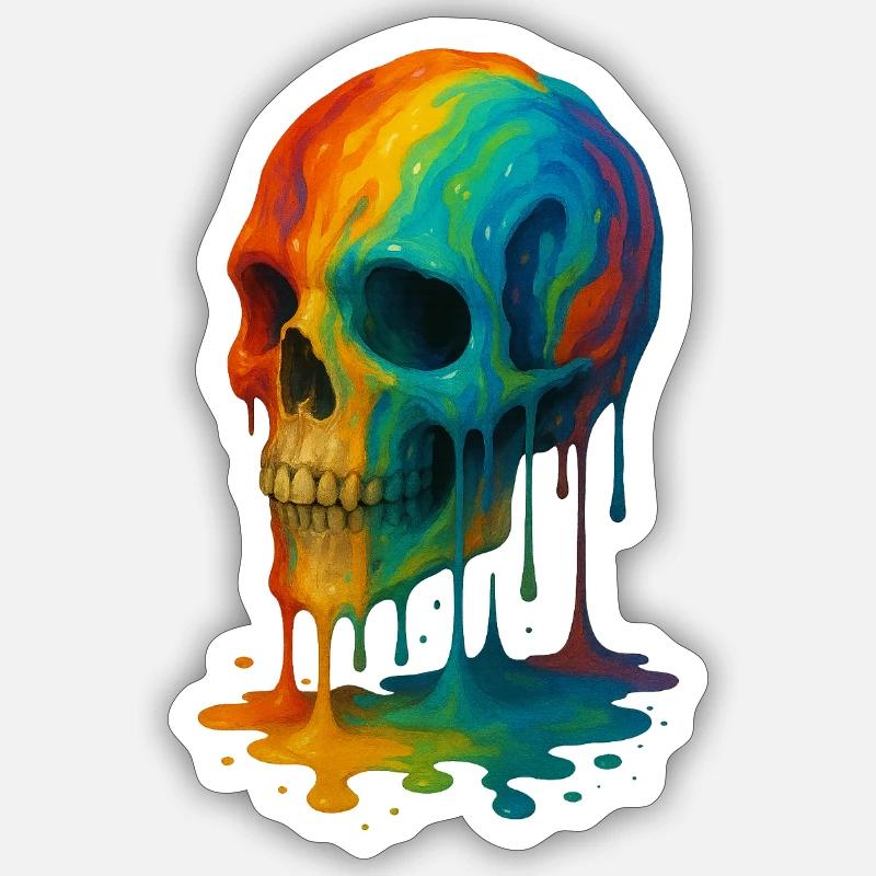 Skull Colorblast - Sticker Größe S (10 x 10 cm) - Mattweiß