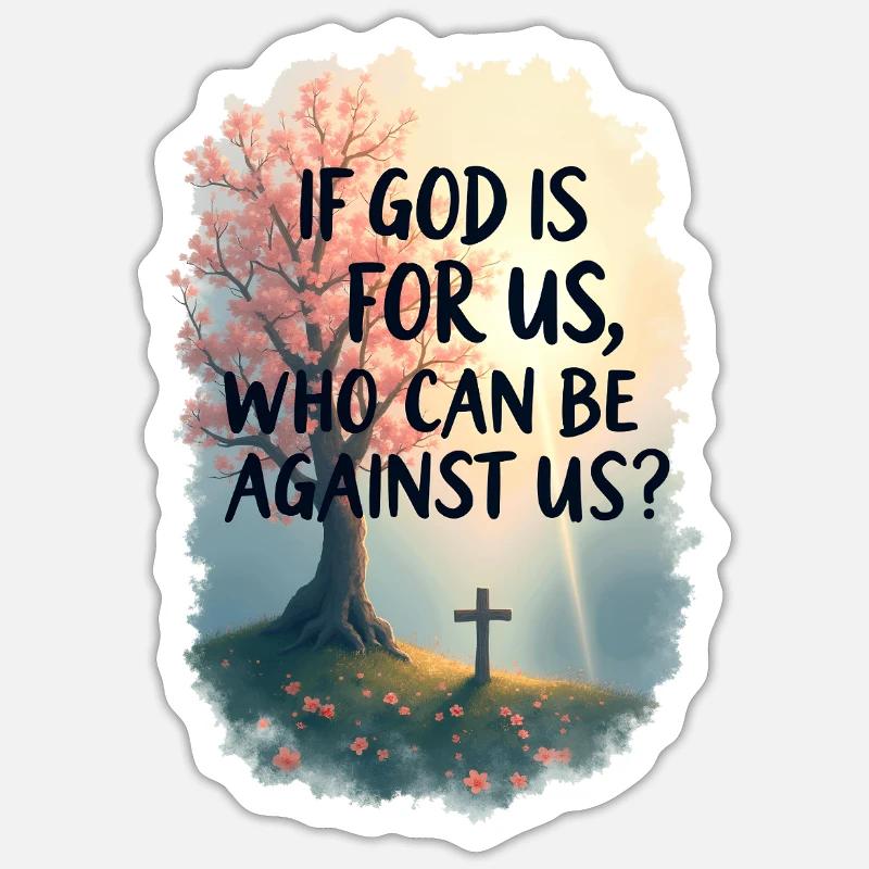 Si Dieu est pour nous - Sticker taille S (10 x 10 cm) - blanc mat