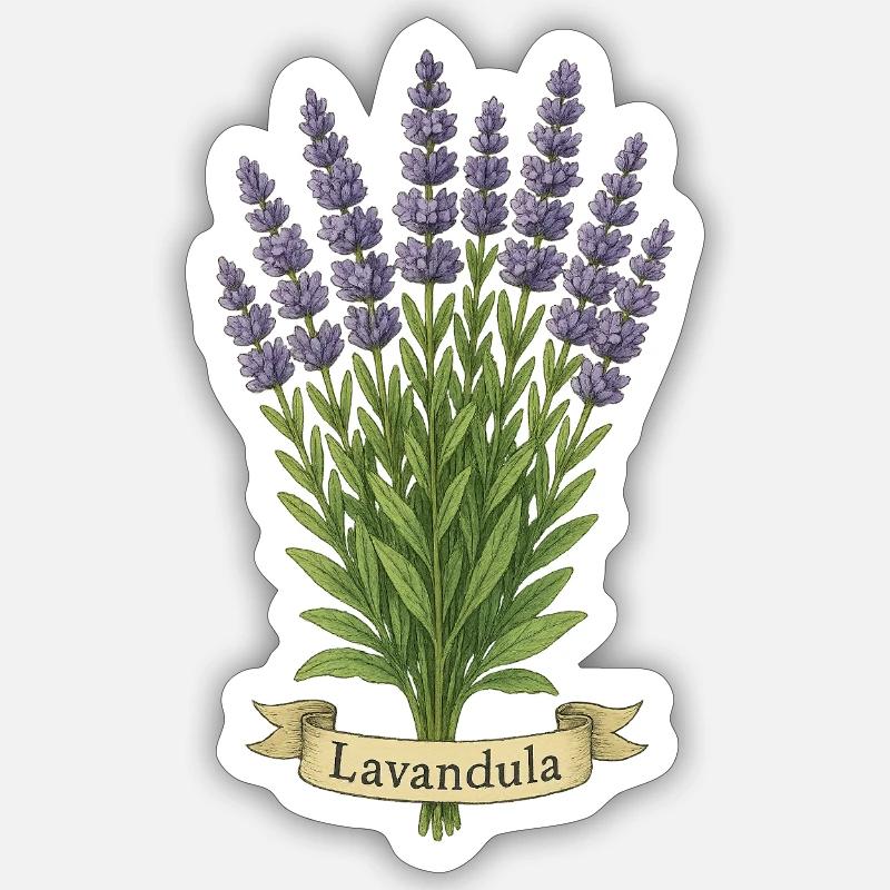 Lavandula angustifolia | Parfum de tranquillité - Sticker taille S (10 x 10 cm) - blanc mat