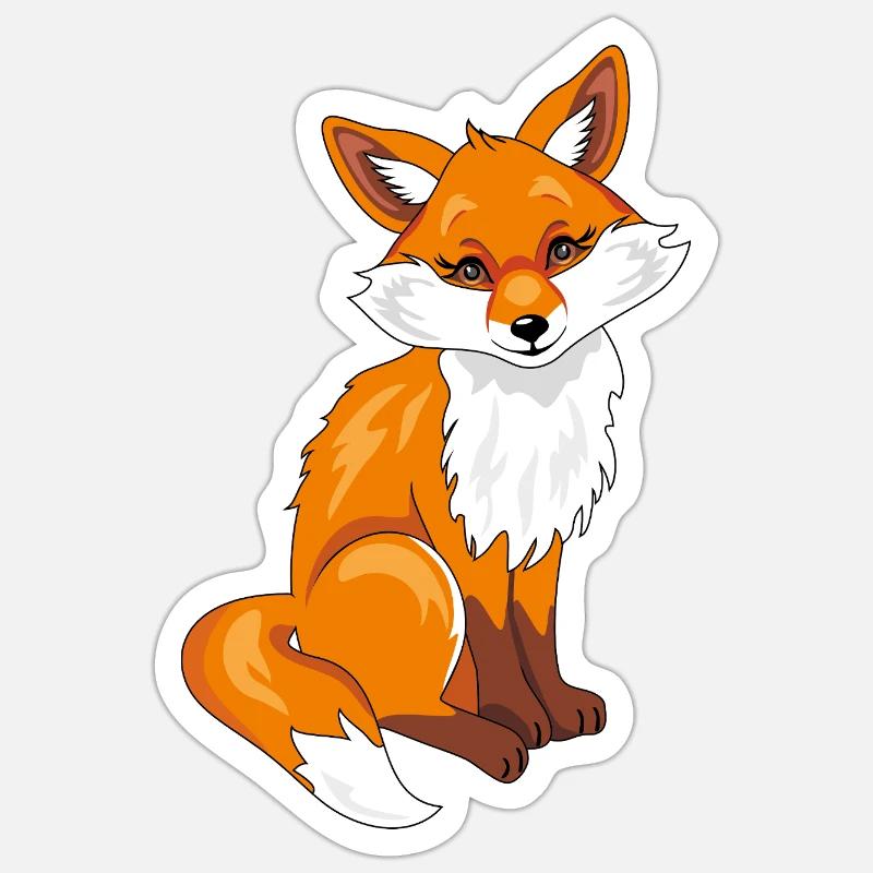 Sitzender süßer, schüchterner Fuchs - Sticker Größe S (10 x 10 cm) - Mattweiß