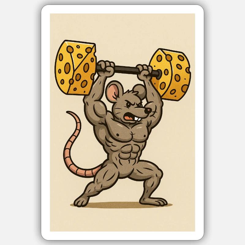 Muscle Mouse - Sticker size S (10 x 10 cm) - white matte