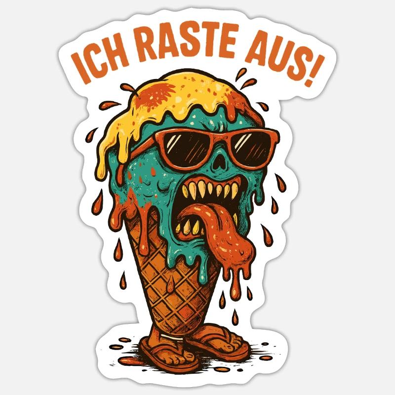 Schmelzendes Eisgesicht - Sticker Größe S (10 x 10 cm) - Mattweiß