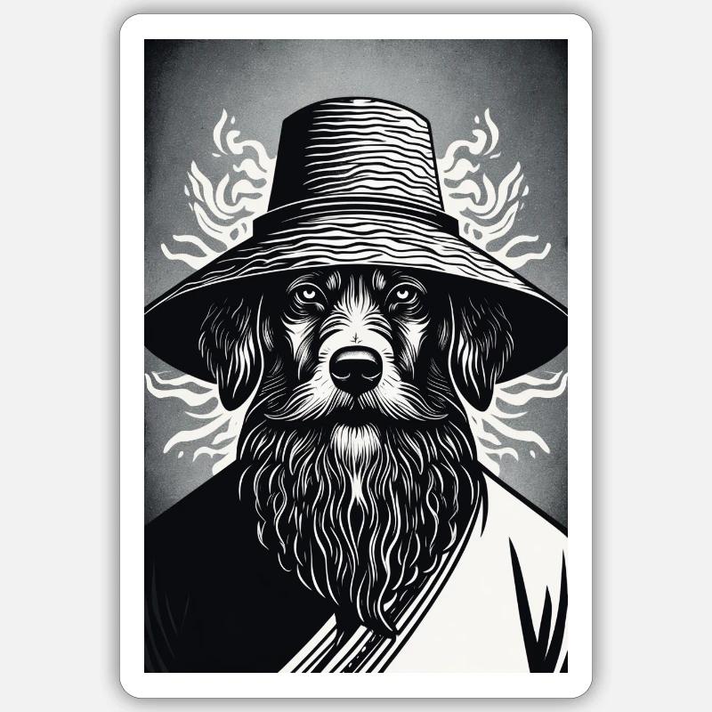 Der wachsame Hund - Sticker Größe S (10 x 10 cm) - Mattweiß