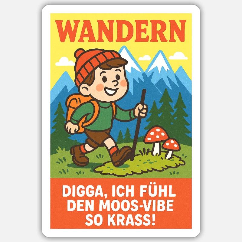 Wandern - Sticker Größe S (10 x 10 cm) - Mattweiß