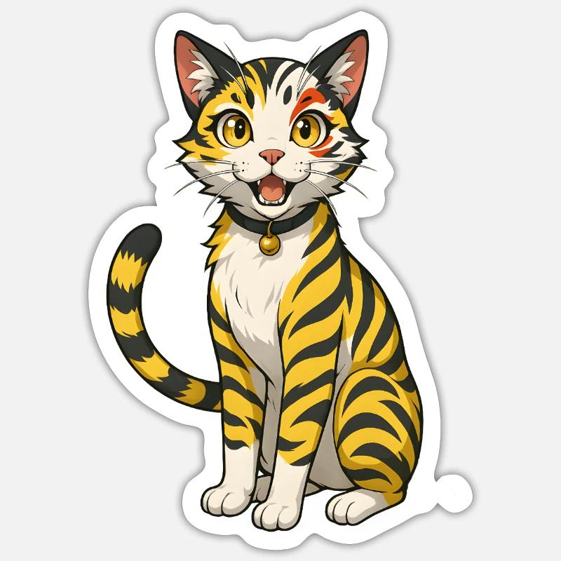Chat Knuffy - Sticker taille S (10 x 10 cm) - blanc mat