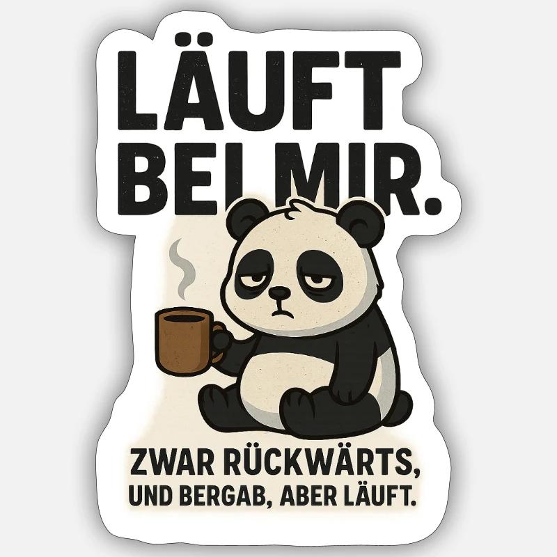 "Panda runs with me" - Sticker size S (10 x 10 cm) - white matte