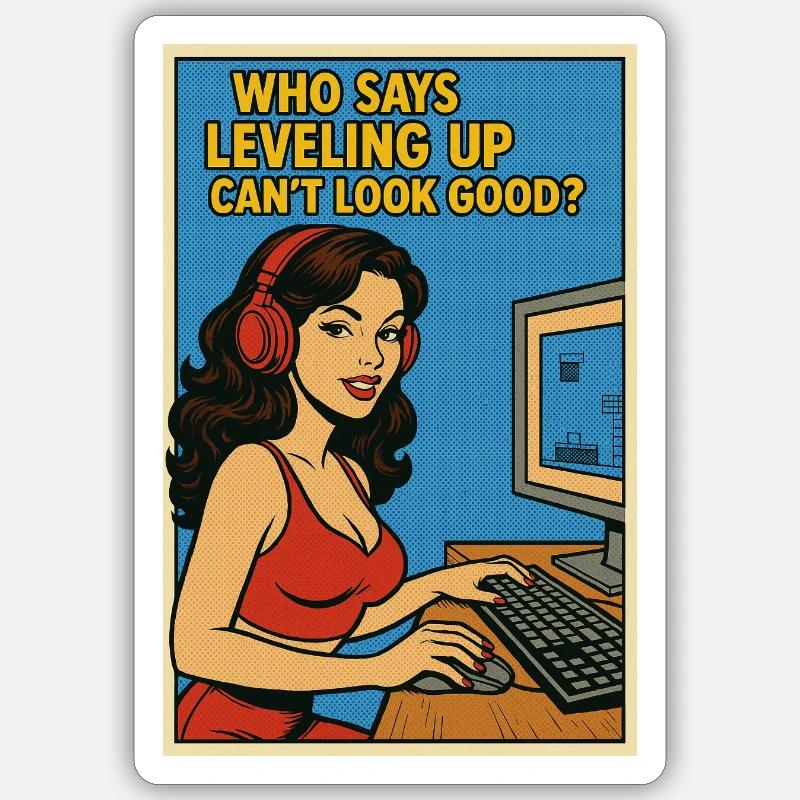 leveling up - Sticker size S (10 x 10 cm) - white matte