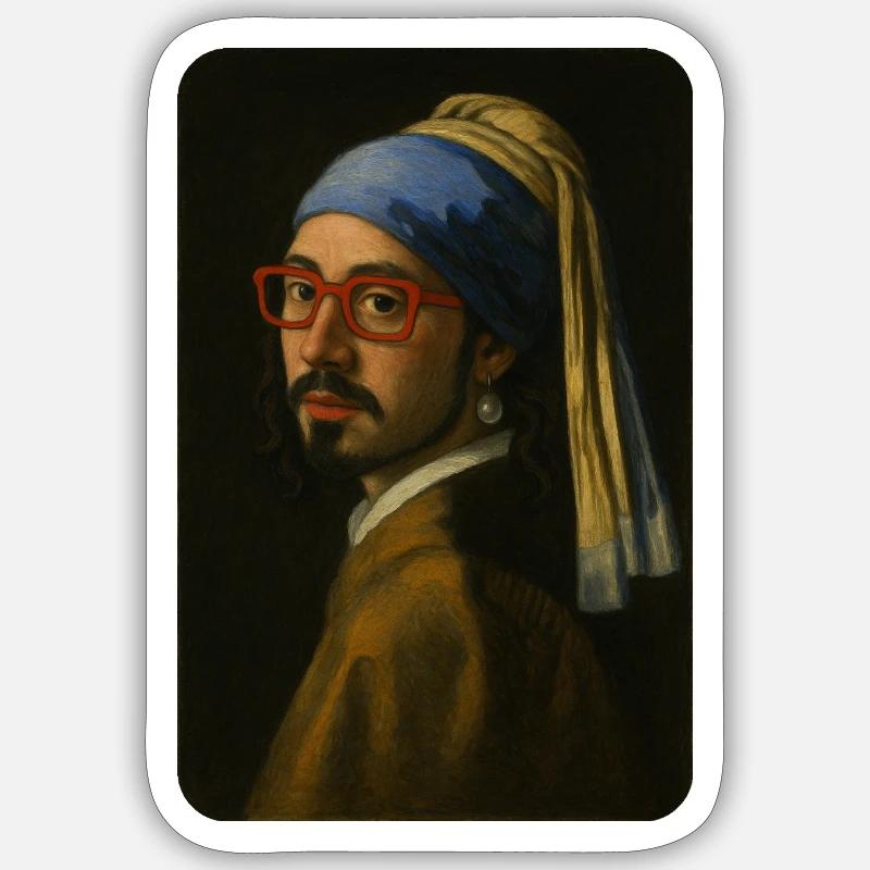 Dicker Onkel Perlenohring - Sticker Größe S (10 x 10 cm) - Mattweiß
