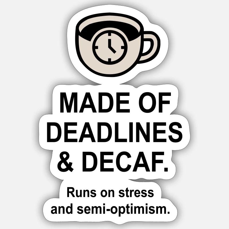 Deadlines and Decaf - Sticker size S (10 x 10 cm) - white matte