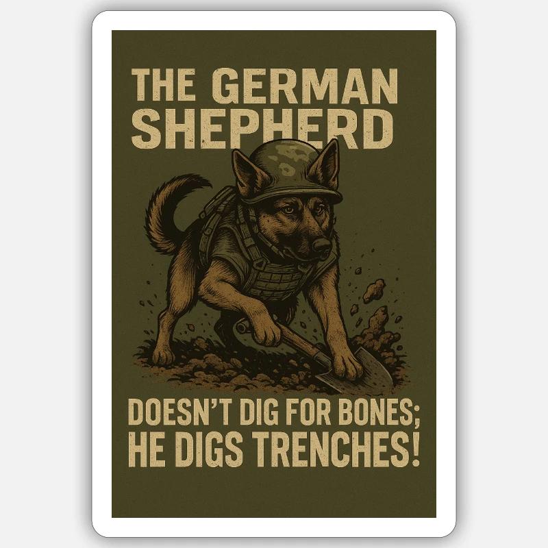 German Shepherd Deutscher Schäferhund Bone Knochen Sticker Größe S (10 x 10 cm)