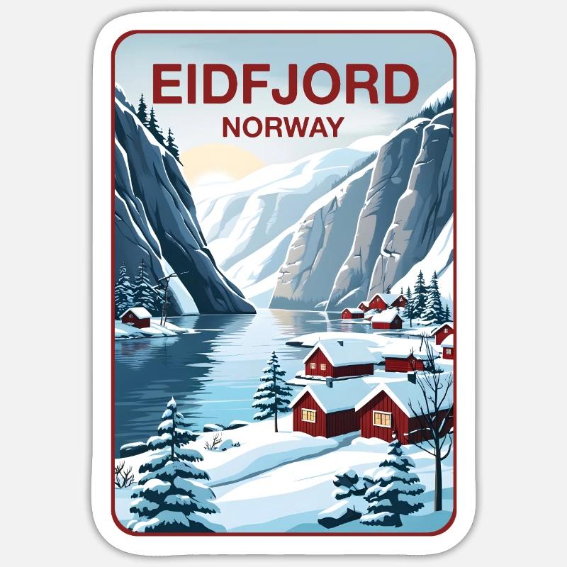 L’Eidfjord - Sticker taille S (10 x 10 cm) - blanc mat