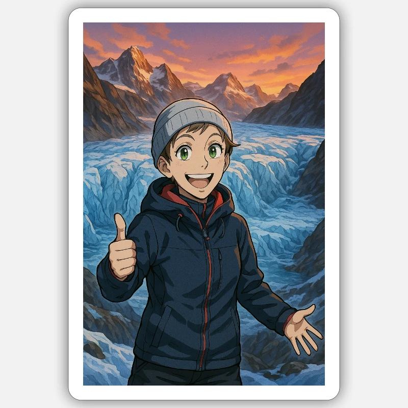 Freudige eisige Wanderung - Sticker Größe S (10 x 10 cm) - Mattweiß