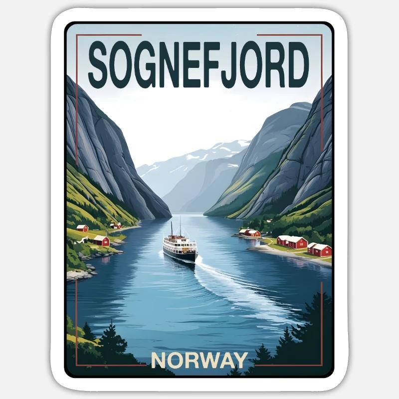 Sognefjord - Sticker taille S (10 x 10 cm) - blanc mat