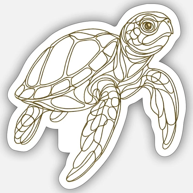 Schlichte filigrane Schildkröte - Sticker Größe S (10 x 10 cm) - Mattweiß