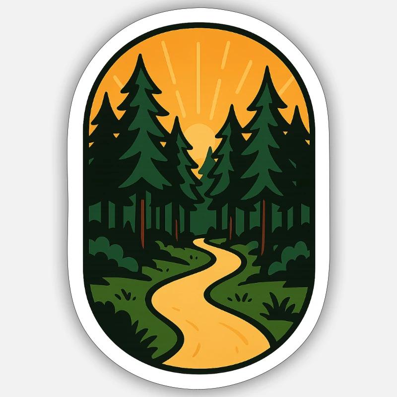Évasion sur le sentier forestier - Sticker taille S (10 x 10 cm) - blanc mat